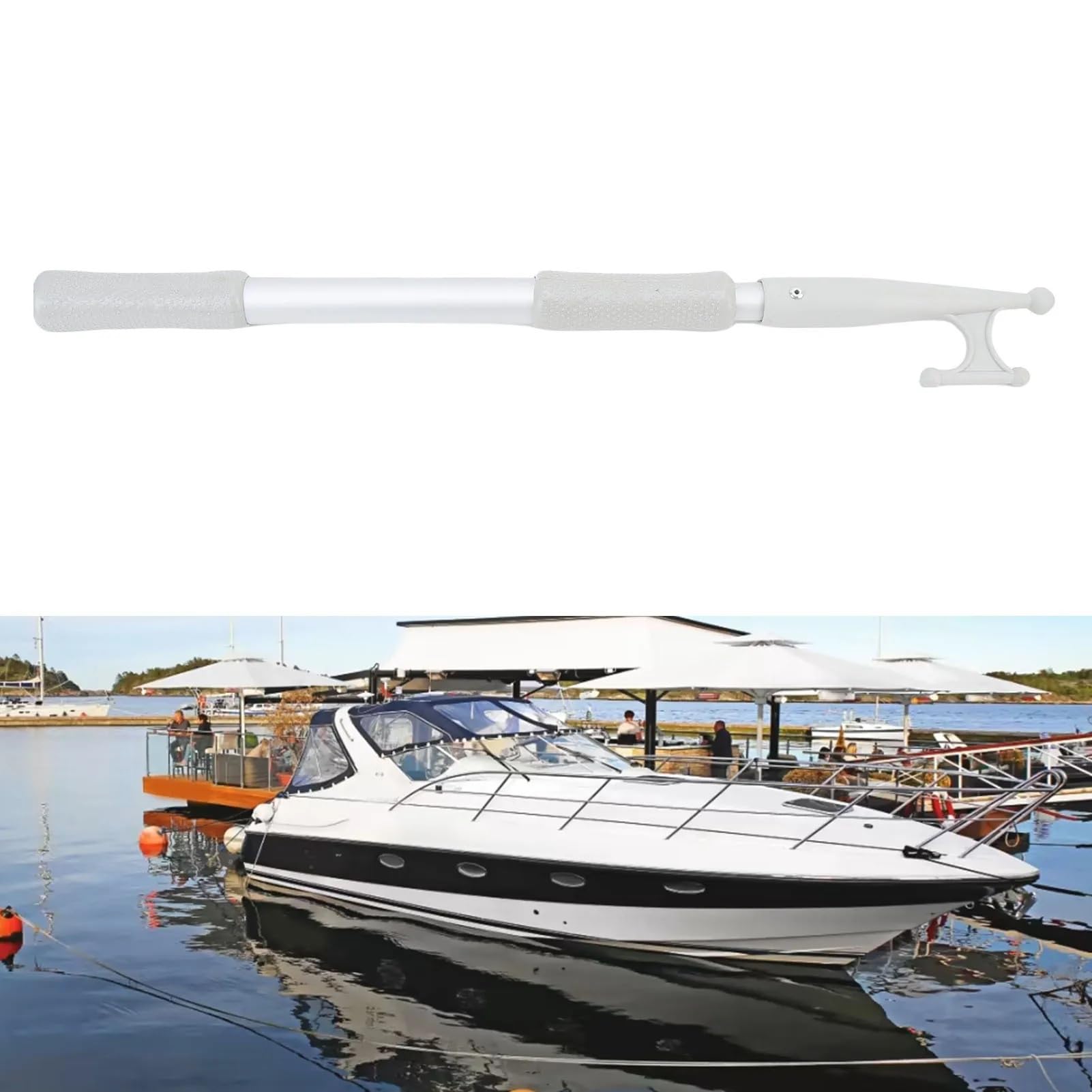 Crochet D'amarrage Telescopic Aluminum Boat Hook Pole | Non Slip Rubber Scratch Proof Extension