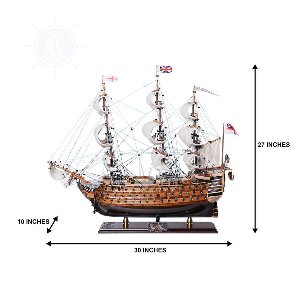 Old Modern Handicrafts Vele completamente storte completamente assemblate HMS Victory in edizione limitata, prodotte in sole 100 unità - Modello di nave di qualità museale - 30 x 10 x 27 pollici