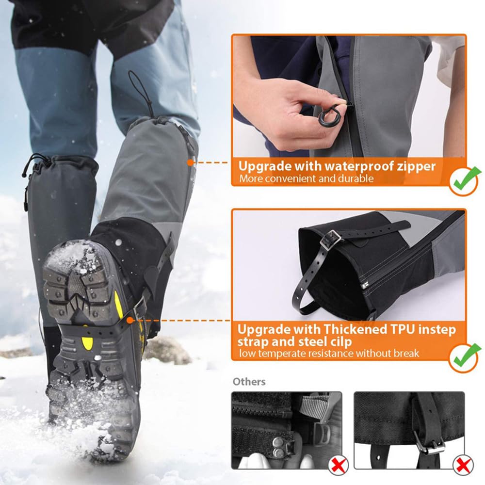 Lixada Legging Gaiter Travel Outdoor Leg Warmers Hiking Skiing Waterproof Winter Shoe Cover Boot Tourist Foot Protection Guard - Image 3