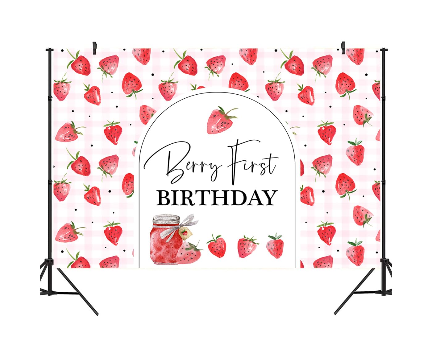 Ticuenicoa 9×6ft Strawberry 1st Birthday Backdrop for Girls Our Berry Sweet is Turning Baby Girls First Birthday Background Photography Props Summer Fruits Kids Party Decorations