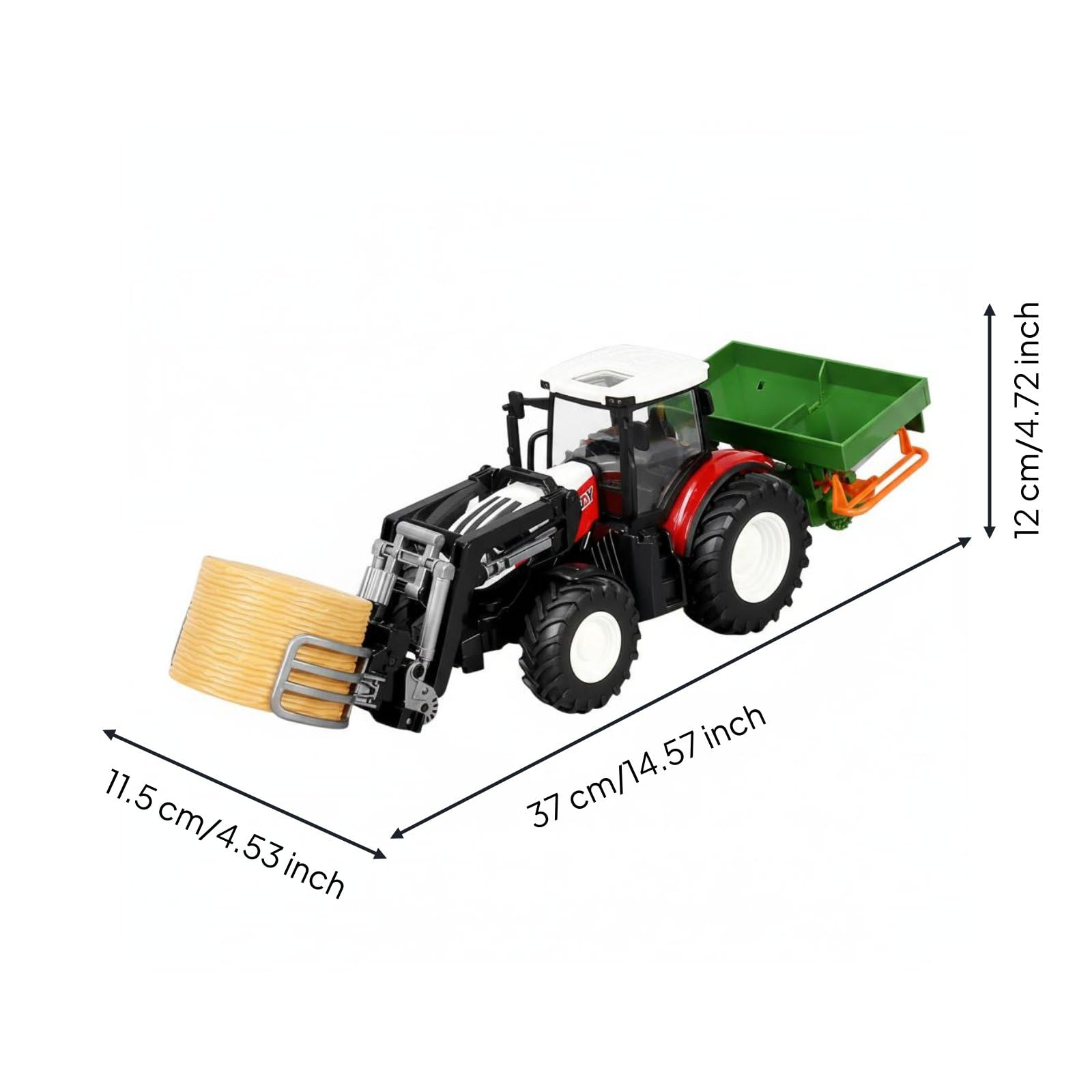 Tractor Teledirigido Infantil Camión Granja Remolque Vehículo con Luces y Brazo Elevador Multifunción para Juego Agrícola Aprendizaje y Coordinación Adecuado para Niños en Interiores, Rojo