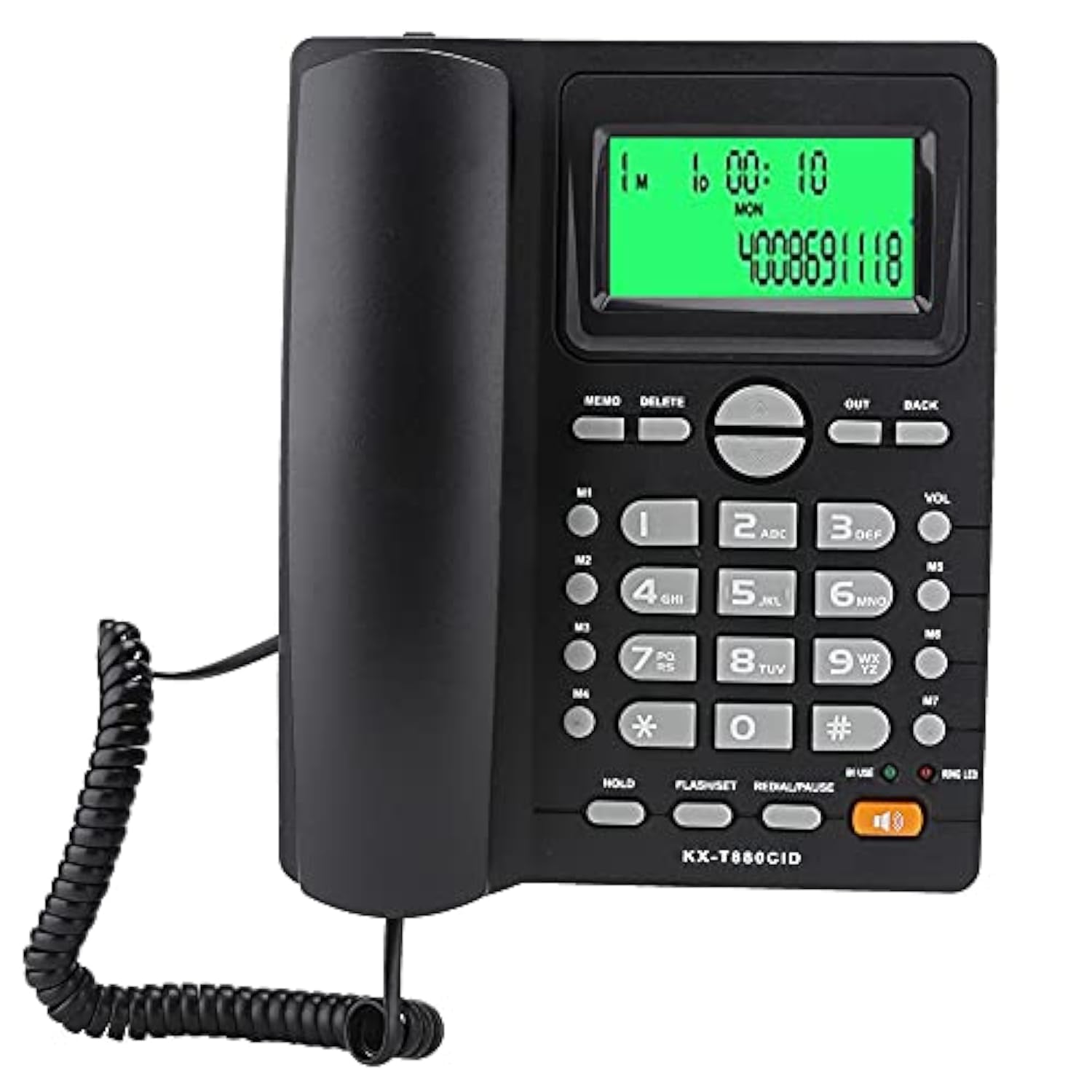 Telefoni di Casa Telefono Abs Kx T880C ID Chiamante Display Telefono Fisso Funzione di Silenziamento della Batteria per L'home Office (nero) (Nero)