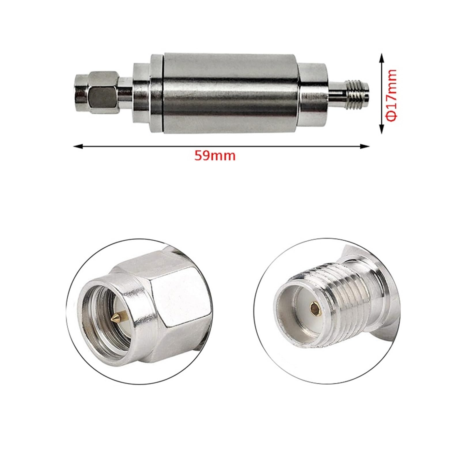 regolabile Attenuatore SMA fisso da 5 W 1-50 dB 50 Ohm CC-3 GHz/4 GHz Coassiale Tipo SMA Connettori(10db 3Ghz)