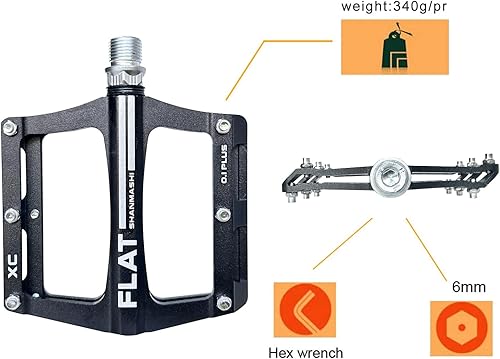 Miniatura 4 de UPANBIKE Pedales de rodamiento de bicicleta de montaña de 916 pulgadas, eje de aleación de aluminio, plataforma plana para bicicleta de carretera