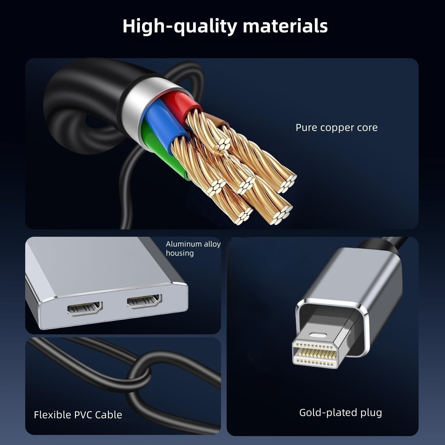 Mini DisplayPort to Dual HDMI Adapter,4K@60Hz Mini DP Source to HDMI Splitter Extended Display Adapter for Dual Monitors,Display Port Converter for NVIDIA, AMD Graphics Card Support MST & SST Mode