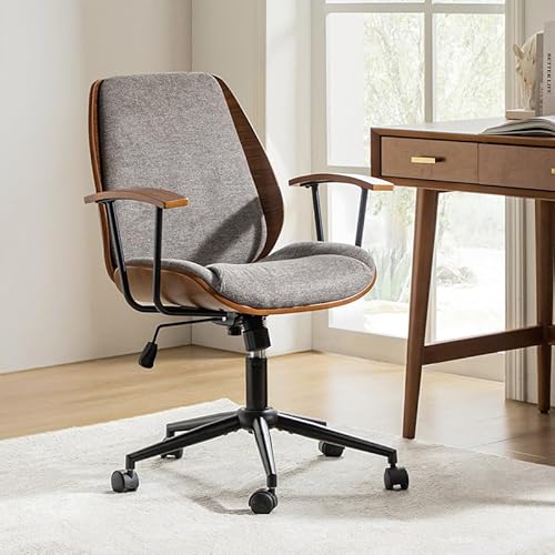 HULALA HOME Schreibtischstuhl mit Wippfunktion Höhenverstellbarer Bürostuhl aus Massivholz mit weicher Polsterung Drehstuhl für Arbeitszimmer & Büro, Beige (Tan) HULALA HOME Schreibtischstuhl mit Wippfunktion Höhenverstellbarer Bürostuhl aus Massivholz mit weicher Polsterung Drehstuhl für Arbeitszimmer & Büro, Beige (Tan)