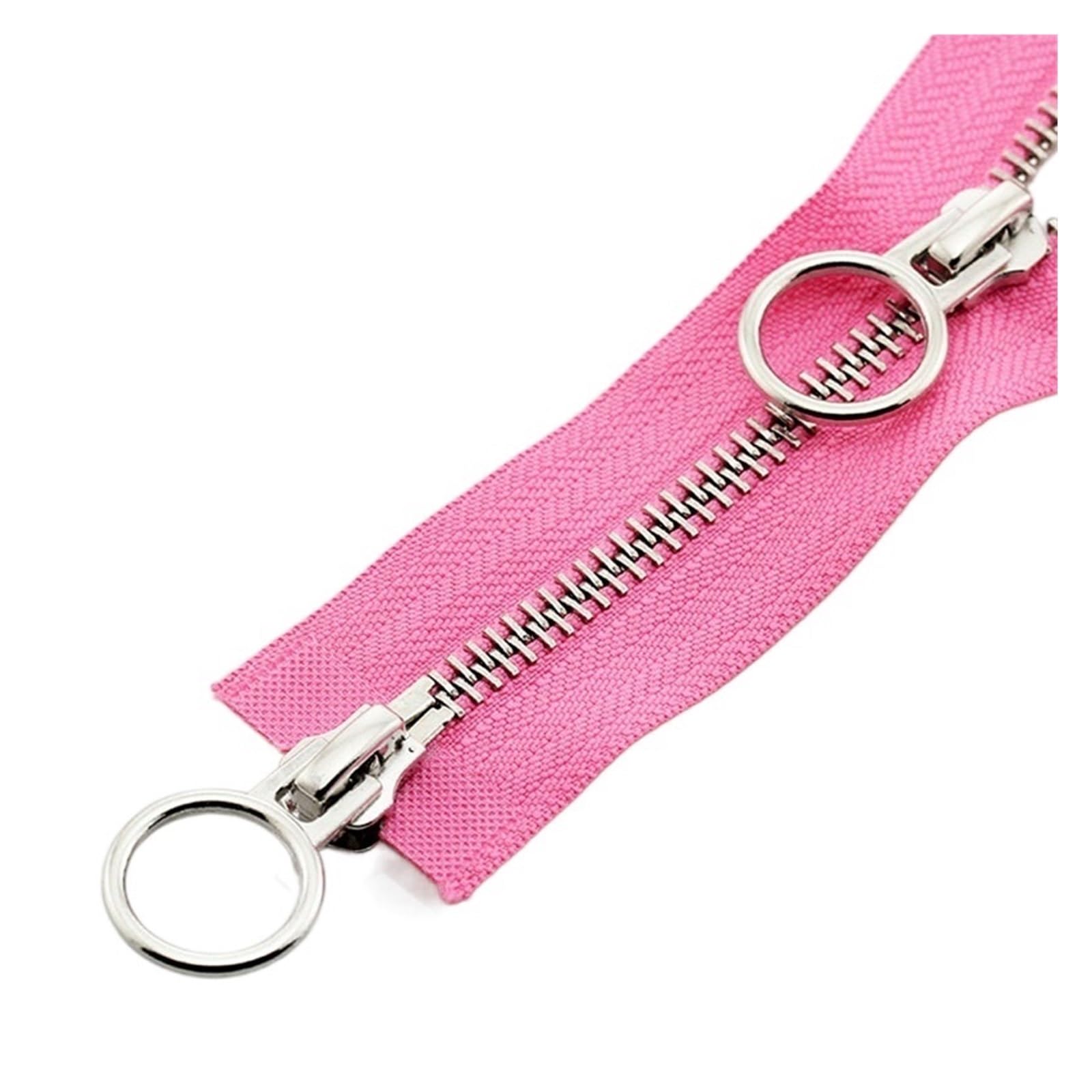 Zipper 1PC Zip Zipper Jacket Double Slider DIY Sewing Circle Sliders Garment Accessories(Pink,70cm)