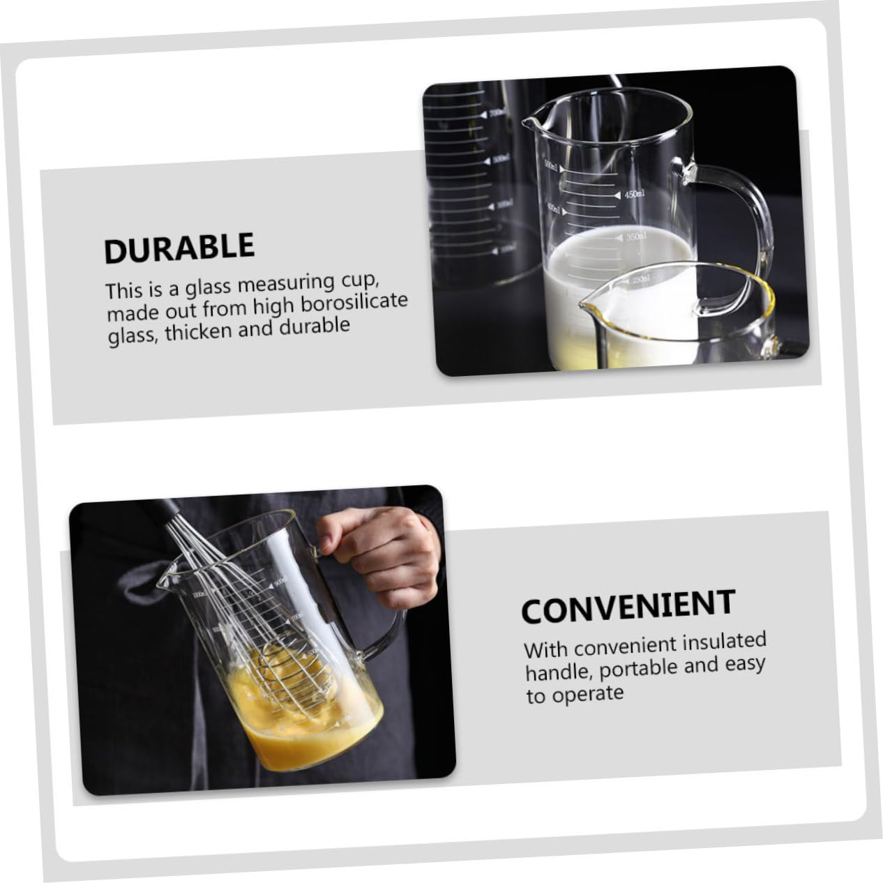 PRETYZOOM 3pièces Tasses à Mesurer Verre Résistant Chaleur Pour Cuisine Et Pâtisserie Pour Lait Jus Et Autres Liquides