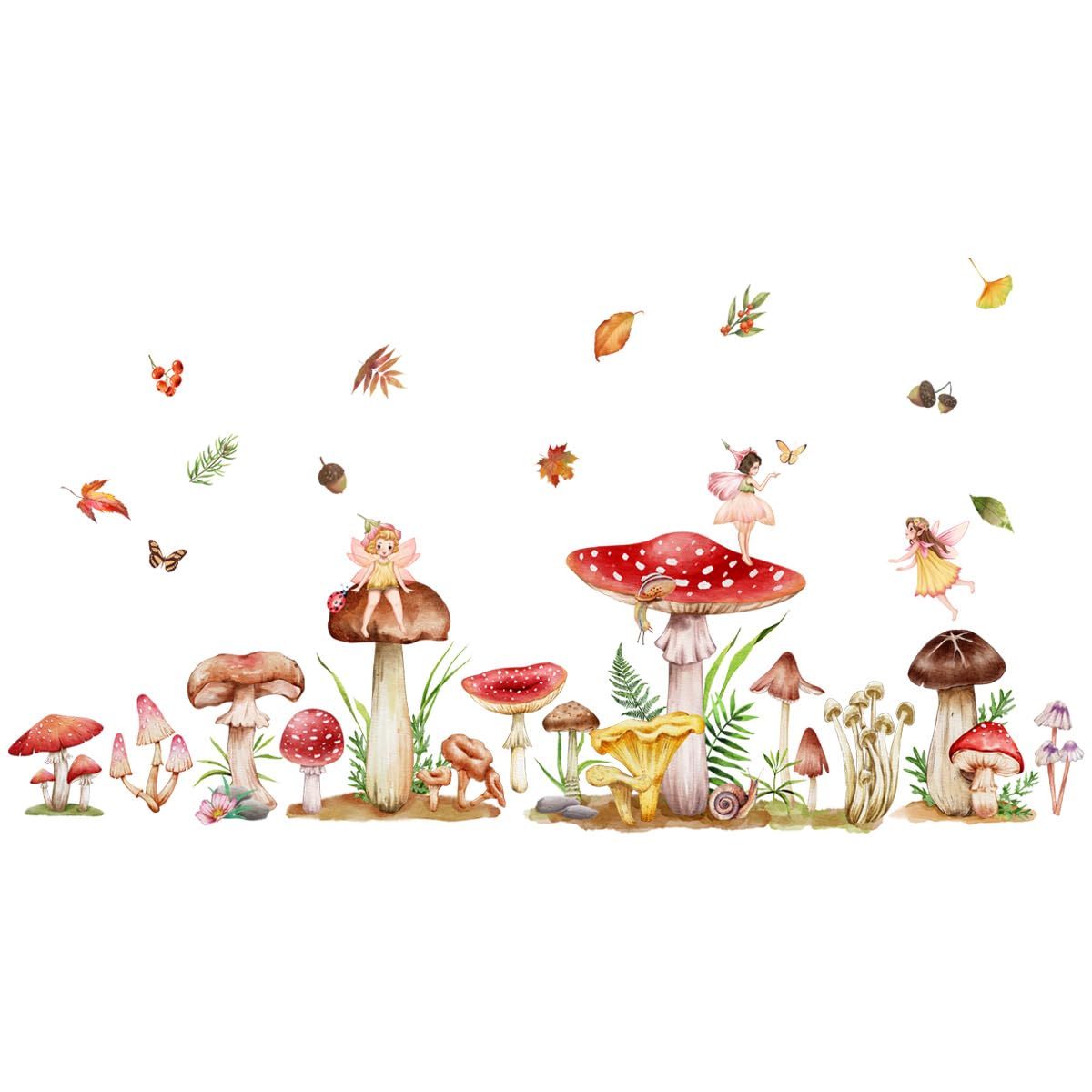 Annande Mushroom Wall Decals Fairy Wall Stickers Forest...