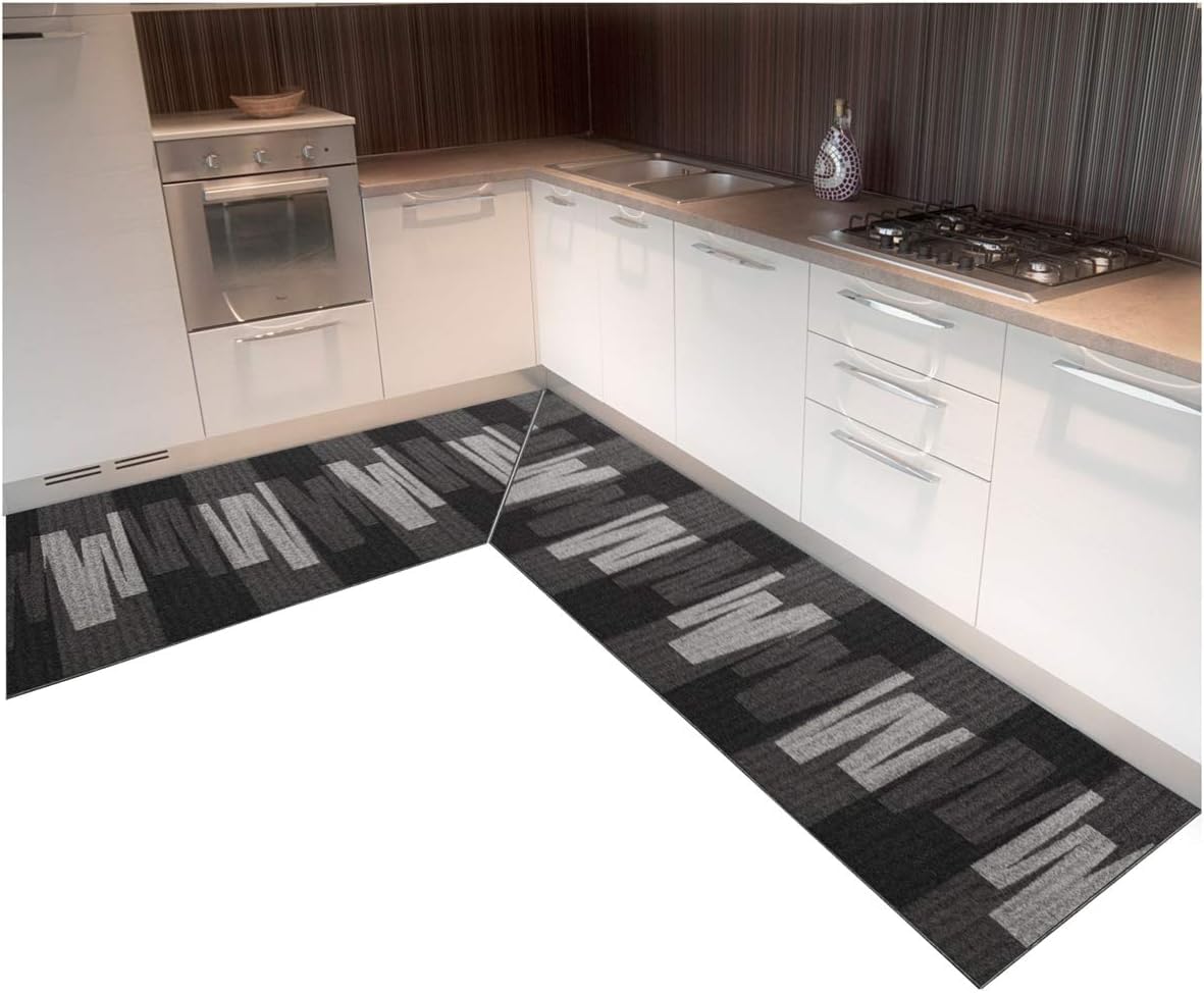 emmevi Picasso - Tappeto Angolare Personalizzabile per Cucina, Antiscivolo, Lavabile, Assorbente 100% Made in Italy, Disponibile Fino a 500 Cm