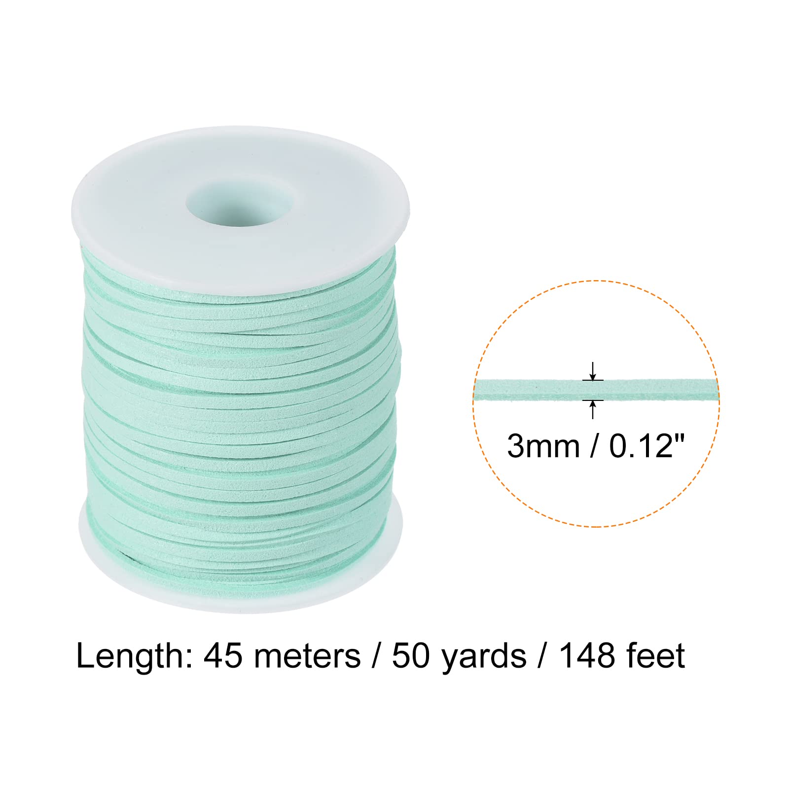 PATIKIL Suede Cord with Roll Spool 3mm 50 Yard, Flat Faux Leather Lace for Necklace Bracelet Jewelry Making Beading DIY Crafts, Blue - Image 2