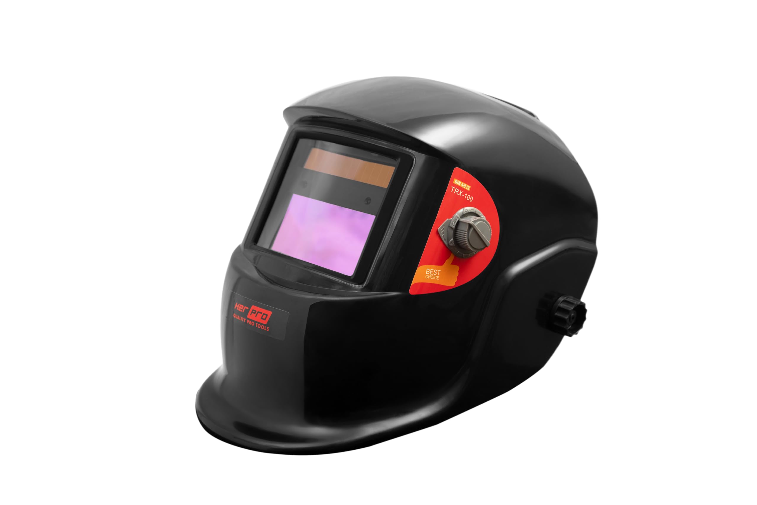 HERPRO TRX-100 Careta de soldar automatica con regulacion de Sensibilidad - Oscuridad 9-13 y Retardo, valida para MMA TIG MIG