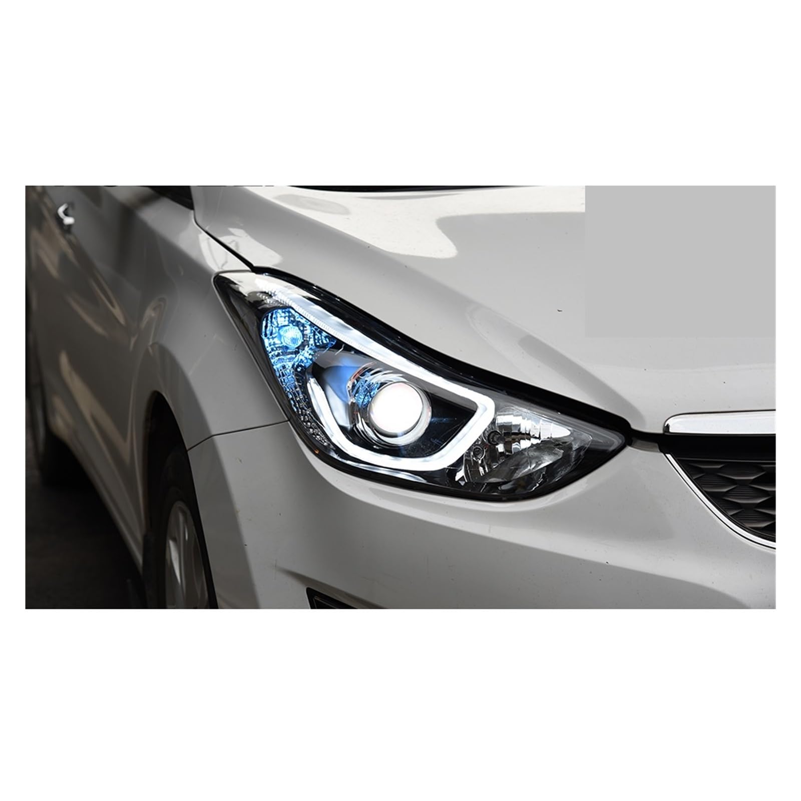 Reflektor montaż reflektora kompatybilny z Elantra 2011-2016 samochód LED DRL Hella 5 soczewki ksenonowe Hid H7 akcesoria samochodowe aktualizacja i optymalizacja (Color : Include xenon)