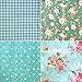Mililanyo 8Pcs 18x22 inch Cotton Fabric Green Floral Rose Fat Quarters Fabric Pre-Cut Quilt Squares for Patchwork Quilting and DIY Sewing Projects