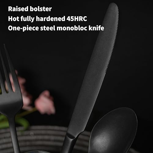 Vista 18 de Alata Kate - Juego de cubiertos de 40 piezas, servicio para 8, juego de cubiertos de acero inoxidable, juego de cubiertos pulido con espejo, apto