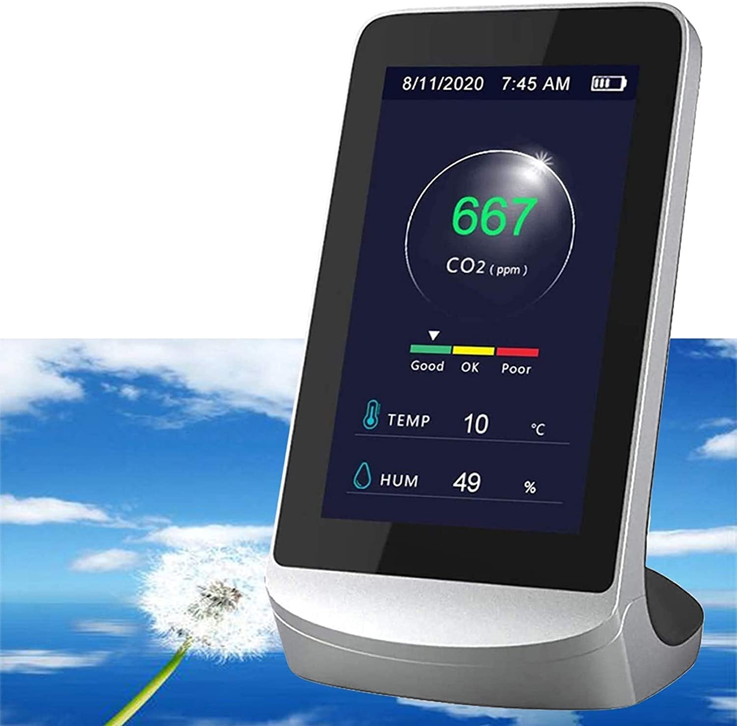 CO2 Indoor Air Carbon Dioxide Detectors Multi-functional Measuring Instrument for CO2 Temperature and Humidity Test Air Quality Monitor Portable