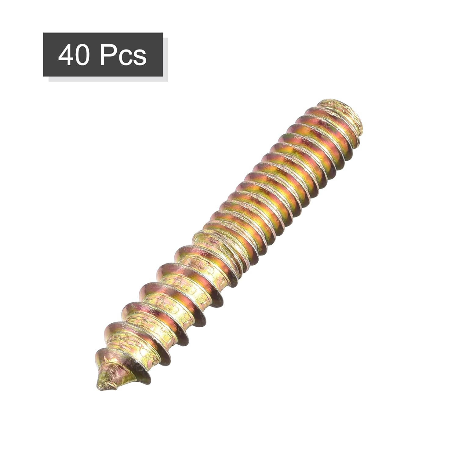 40pcs Double Head Dowel Screw Suspension Bolts for Wooden Furniture 1/4-20 x 1-1/2 Inch