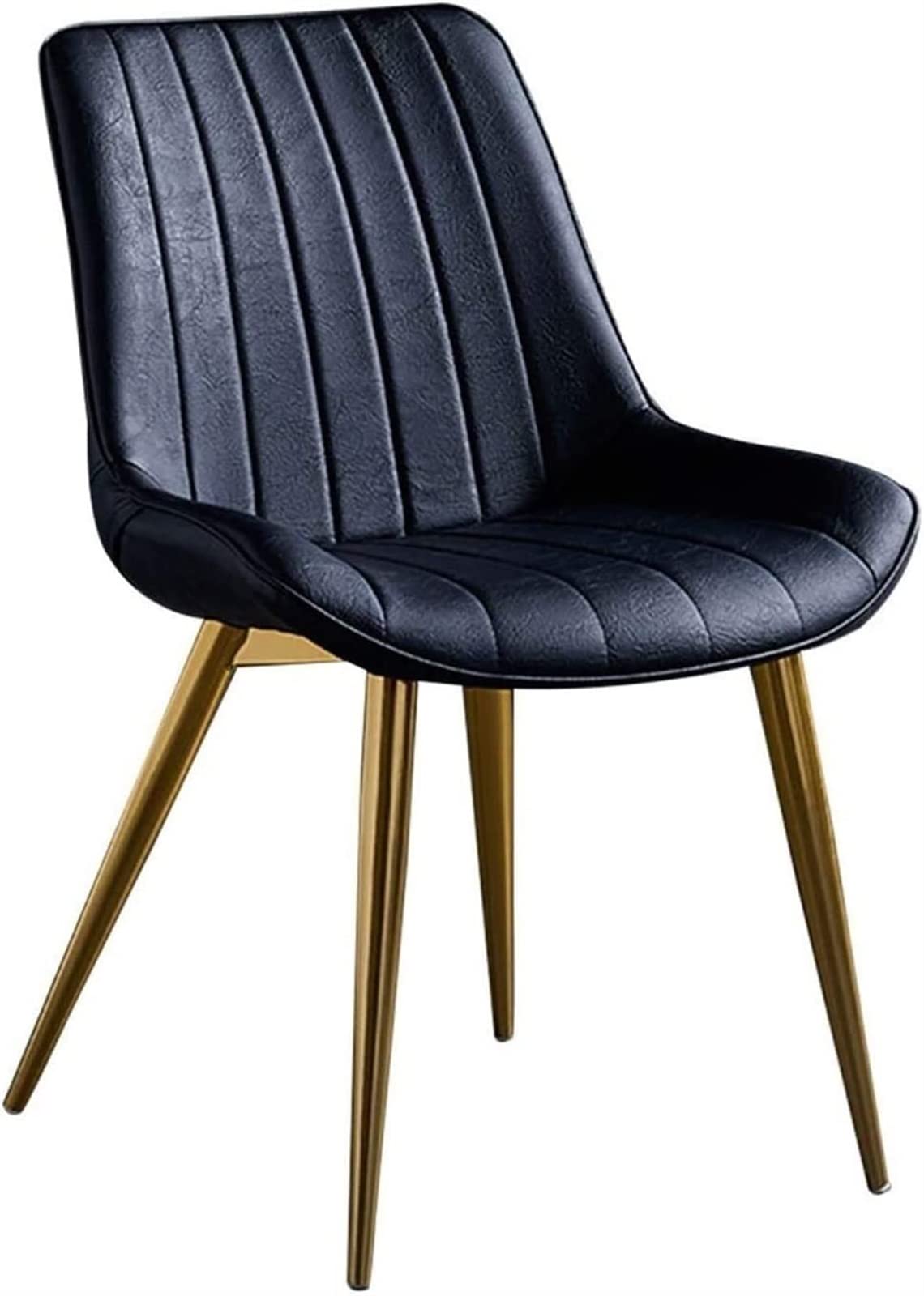 SJIALEN Modern PU Kitchen Dining Chairs, with Backrest Soft Cushion Dining Chairs Faux Leather Seat Golden Metal Legs Reception Chairs Kitchen Chair (Color : Black, Size : 46x53x83cm)