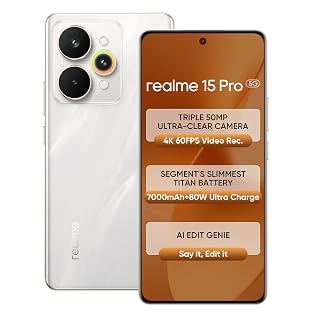 realme 15 Pro 5G Smartphone 12+512GB Silver,4K 60FPS,144Hz HyperGlow 4D Curve Display,7000mAh Battery,80W SuperVOOC, Camera Triple 50MP, Snapdragon 7 Gen 4, IP69 - Amazon product rated Grade C