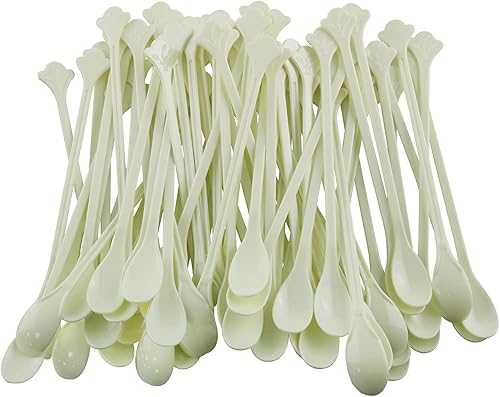 AXLIZER Cuchara de café, 100 unidades, 5.1 in5.1 pulgadas, mini cucharas desechables para té y azúcar, agitadores de plástico de grado alimenticio,