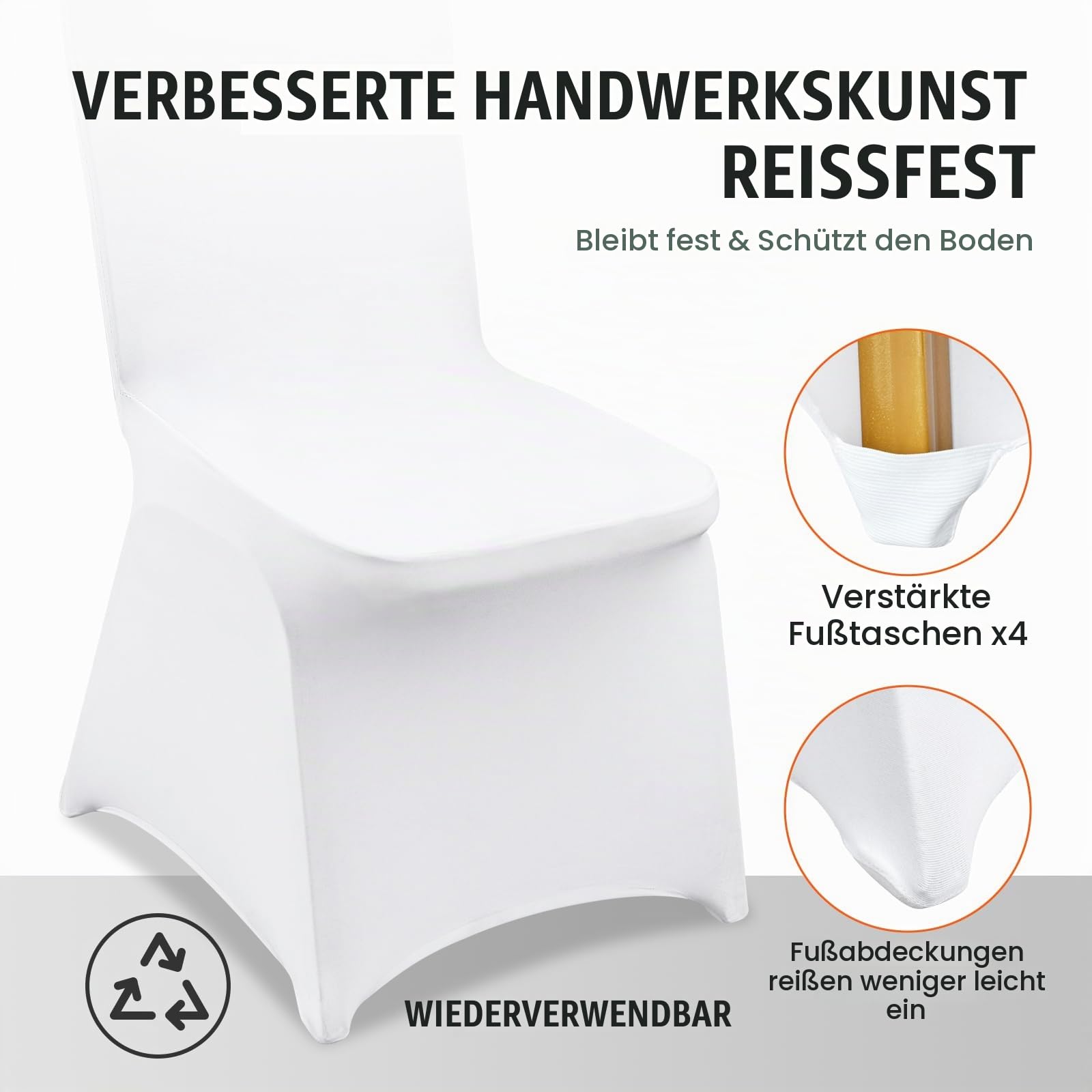 VEVOR Stuhlhussen Weiß, Abnehmbare & Waschbare Stuhlabdeckung, für Hochzeiten, Feiertage, Bankette, Partys, 30 Stücke