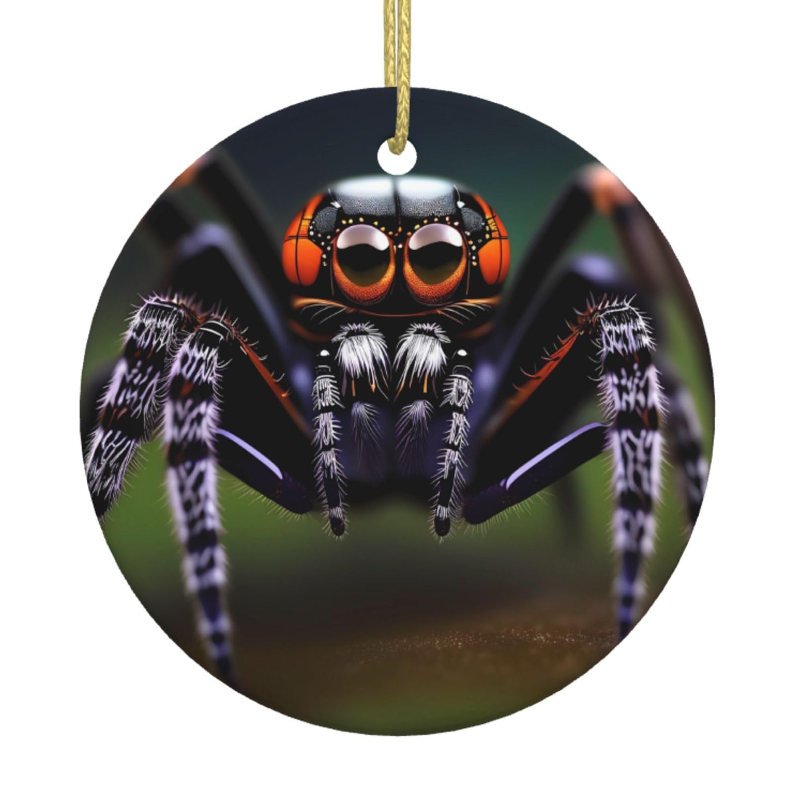 Tropical Rainforest Spiders Printed Christmas Tree Ceramic Ornaments Holiday Decoration Christmas Unique Pendant for Christmas Party