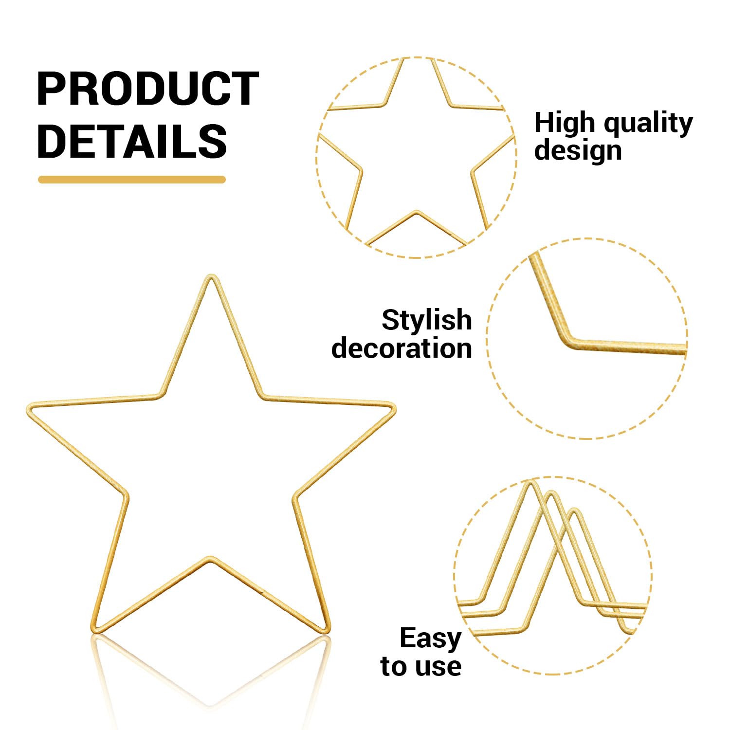 5er-Set Metall Sterne 20cm - Sternringe Zum Basteln Für Deko Silber