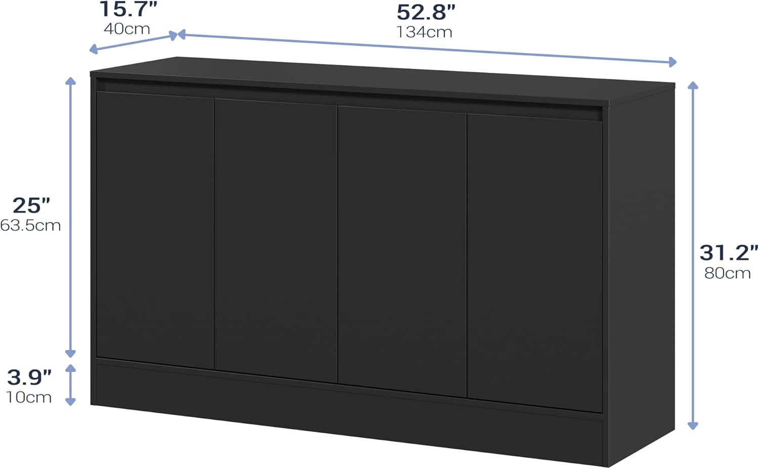 Housoul Buffet Cabinet with Storage, Coffee Bar Cabinet with 4 Doors and Adjustable Shelf, Modern Kitchen Buffet Sideboard for Kitchen, Black