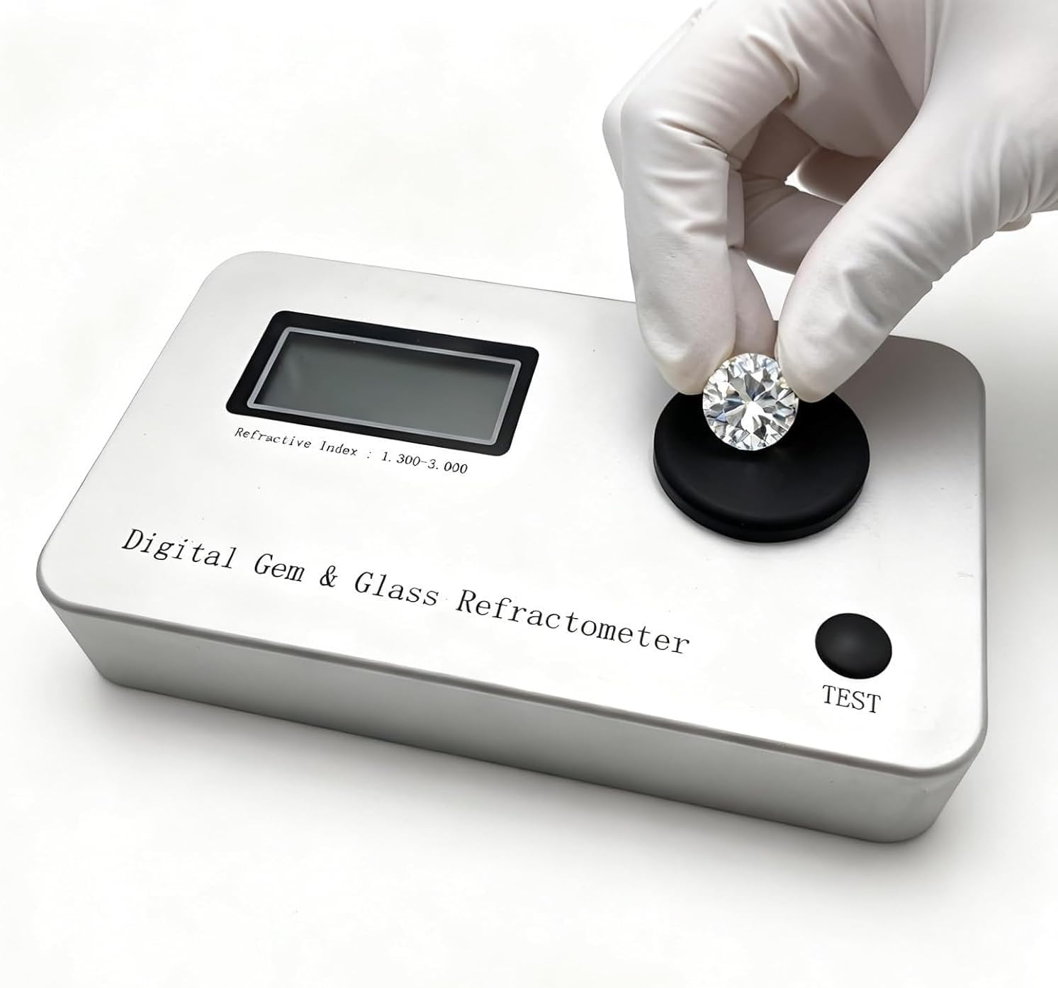 High Precision Portable Refractometer for Jewelry & Jade, Refractive Index 1.300-3.000, Accurate to 0.001, LCD Display, 700mAh Battery, Measurement Error: ±0.005