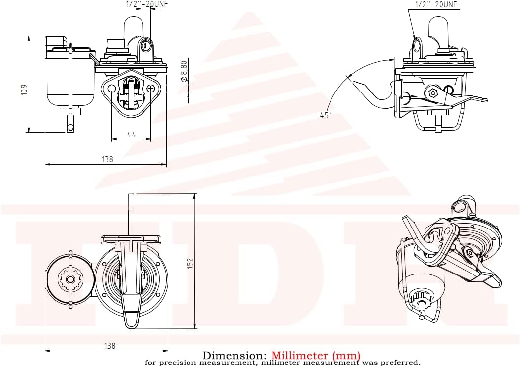Fuel Pump For Perkins 4.203 Massey Ferguson 30 31 40 65 165 285 300 302 304 700 3165 1080 1085 892630M91 3637338M91 4222452M91 2641A065