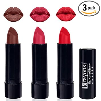 Krayons Cute Pop Matte Lipstick, Waterproof, Longlasting, 3.5gm Each (Pack of 3)