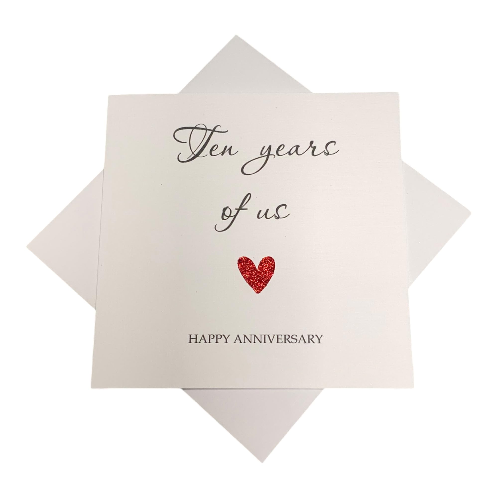 10th Wedding Anniversary Card - Tin 10 Year Tenth Personalised Gift for Wife Husband Boyfriend Girlfriend Partner - Choose Glitter Heart - Various Designs (Year Of Us) โ image 1