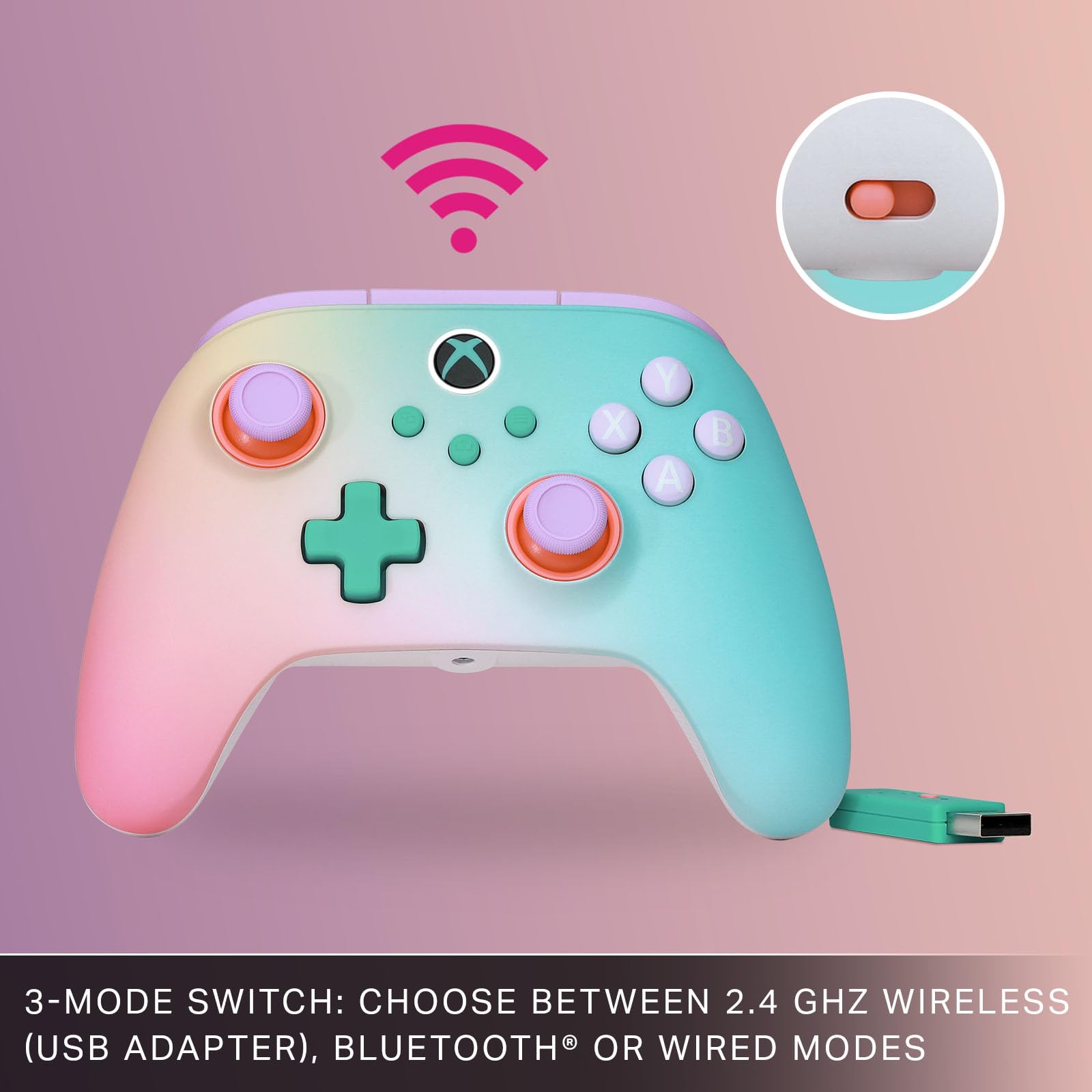 PowerA Controller wireless Advantage per Xbox Series X|S - Beach Vibes, licenza ufficiale, levette a effetto Hall anti stick drift, Bluetooth, polling 1000 Hz, design ergonomico per cloud gaming