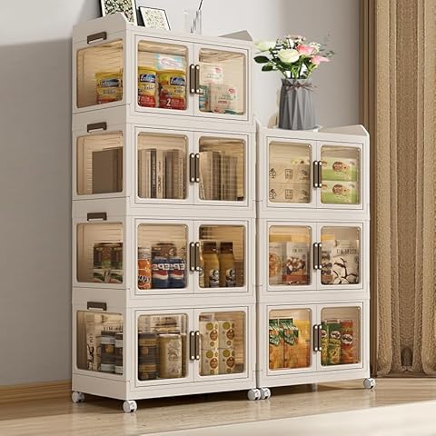 Acesolid 4 Tier Storage Bins with Lids and Wheels - 58 Gallons Closet Organizers and Storage, 50 Inch Foldable Storage Containers, Plastic Storage Boxes for Home, Pantry, Office Cover