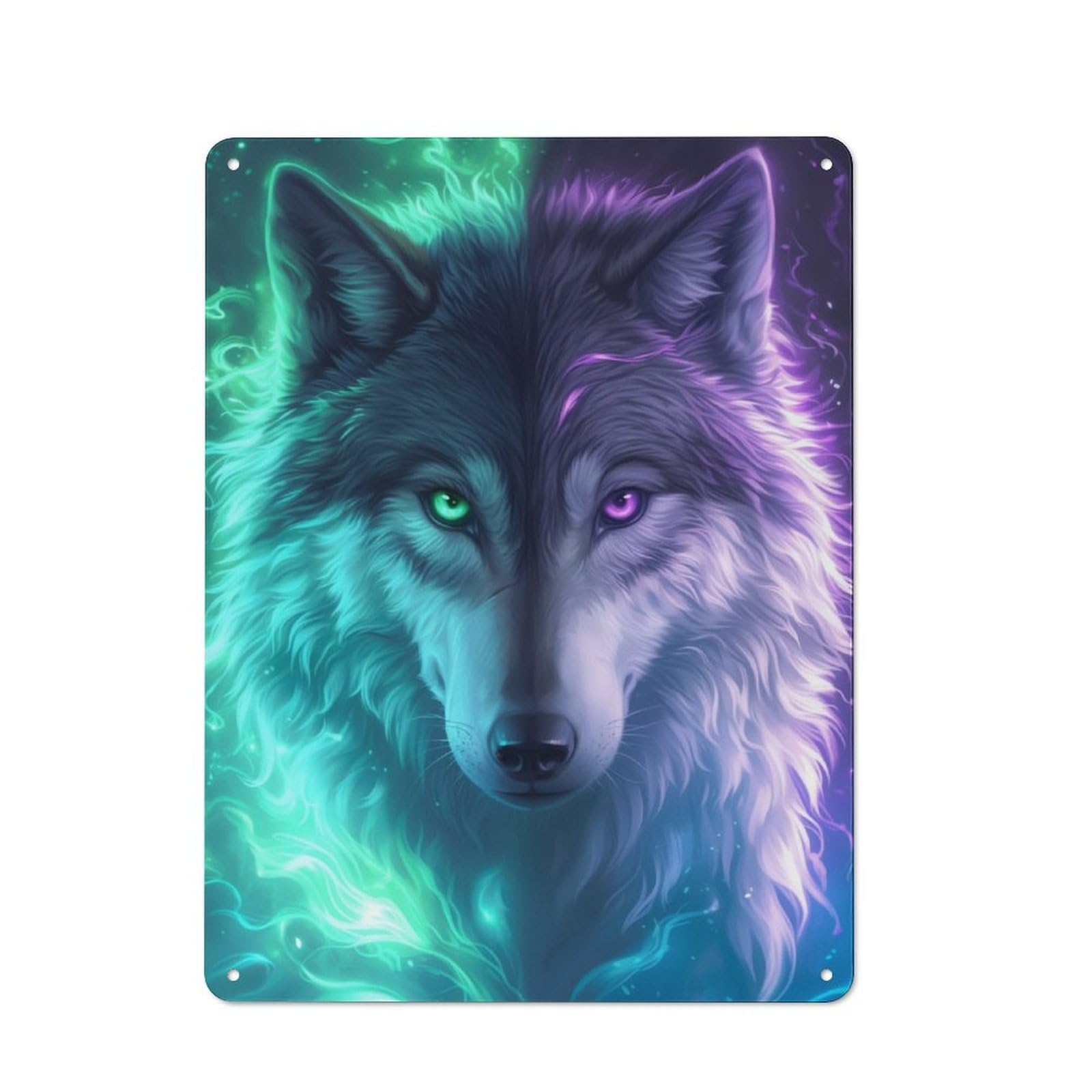 Junmoney Anime Mystical Wolf Retro Tin Sign 40X30cm Featuring For Bar Or Restaurant, For Metal Sign Collectors, For Garage And Workshop Walls