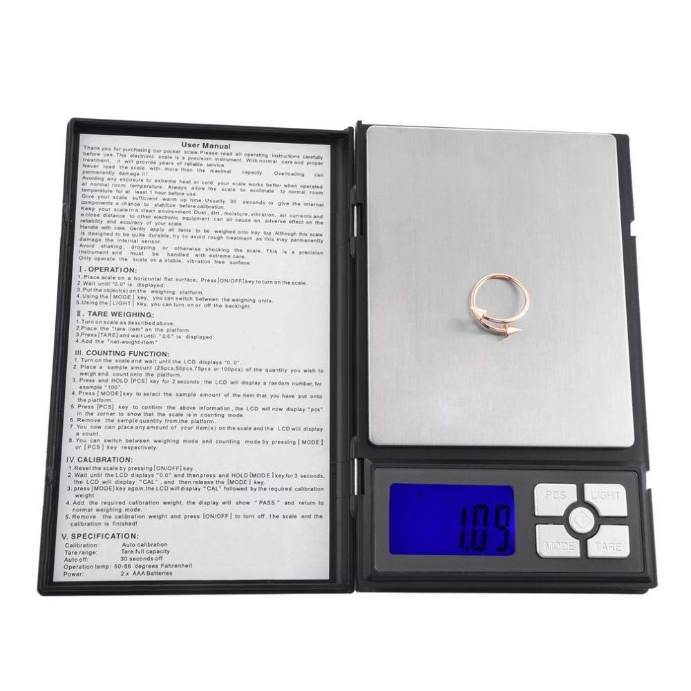 WeighTAJ Digital Notebook Series Pocket Scale - Big Size for Comfortable Weighing - Ideal scale for Gold, Silver, Jewellery, Laboratory, Color Mixing etc (Cap-2kg Accu-0.1g(100mg))-image-23