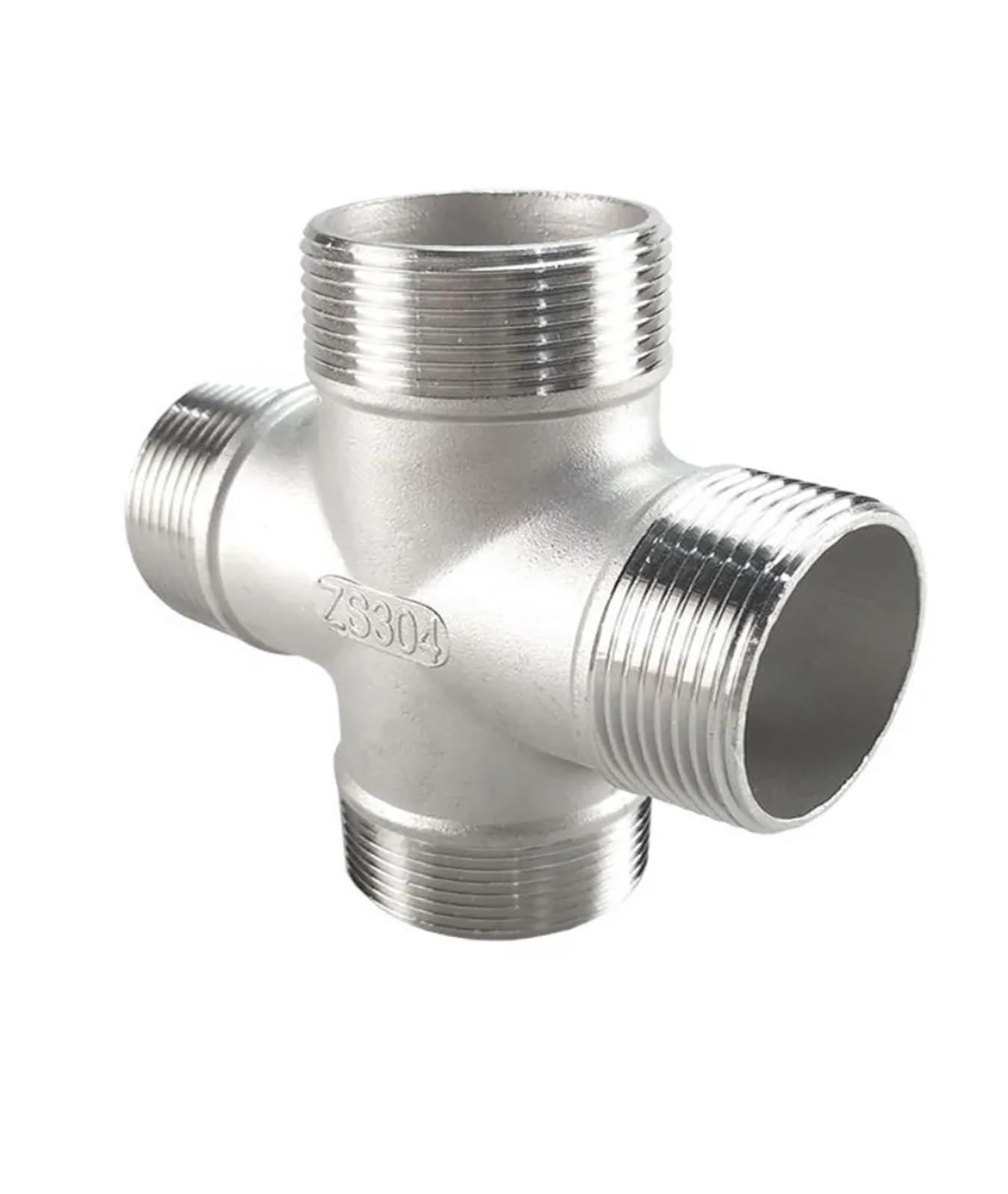 Conector de tubería acero inoxidable SS304 4 vías, rosca macho BSPT 1/4", 3/8", 1/2", 3/4" y 1", DN8-DN50(3/8")