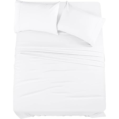 Utopia Bedding Queen Sheet Set 4 Piece Bed Sheets for Queen Size Bed, Hotel Luxury, Extra Soft, Cooling Bed Sheets - Wrinkle, and Fade Resistant (White)