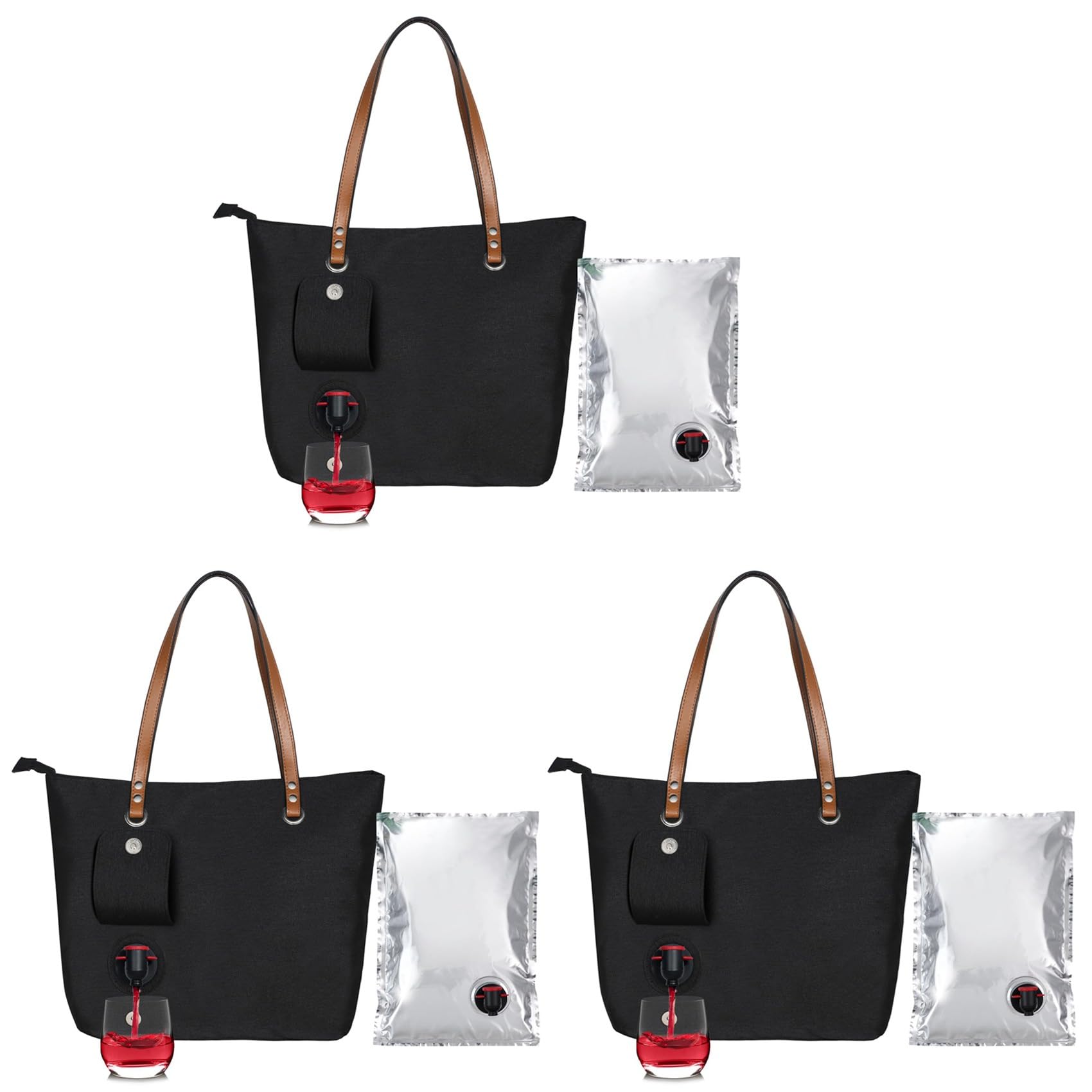 Hndhbfgrt 3X Wine Tote Bag, Beach Cooler for Travel Gift, Leakproof Insulated Purse Carrier with Hidden Spout Compartments