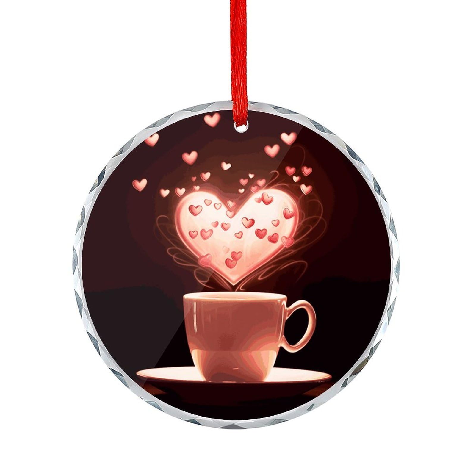 Btcowzrv Style Heart Cup Round Ornament Hanging Pendant Decor