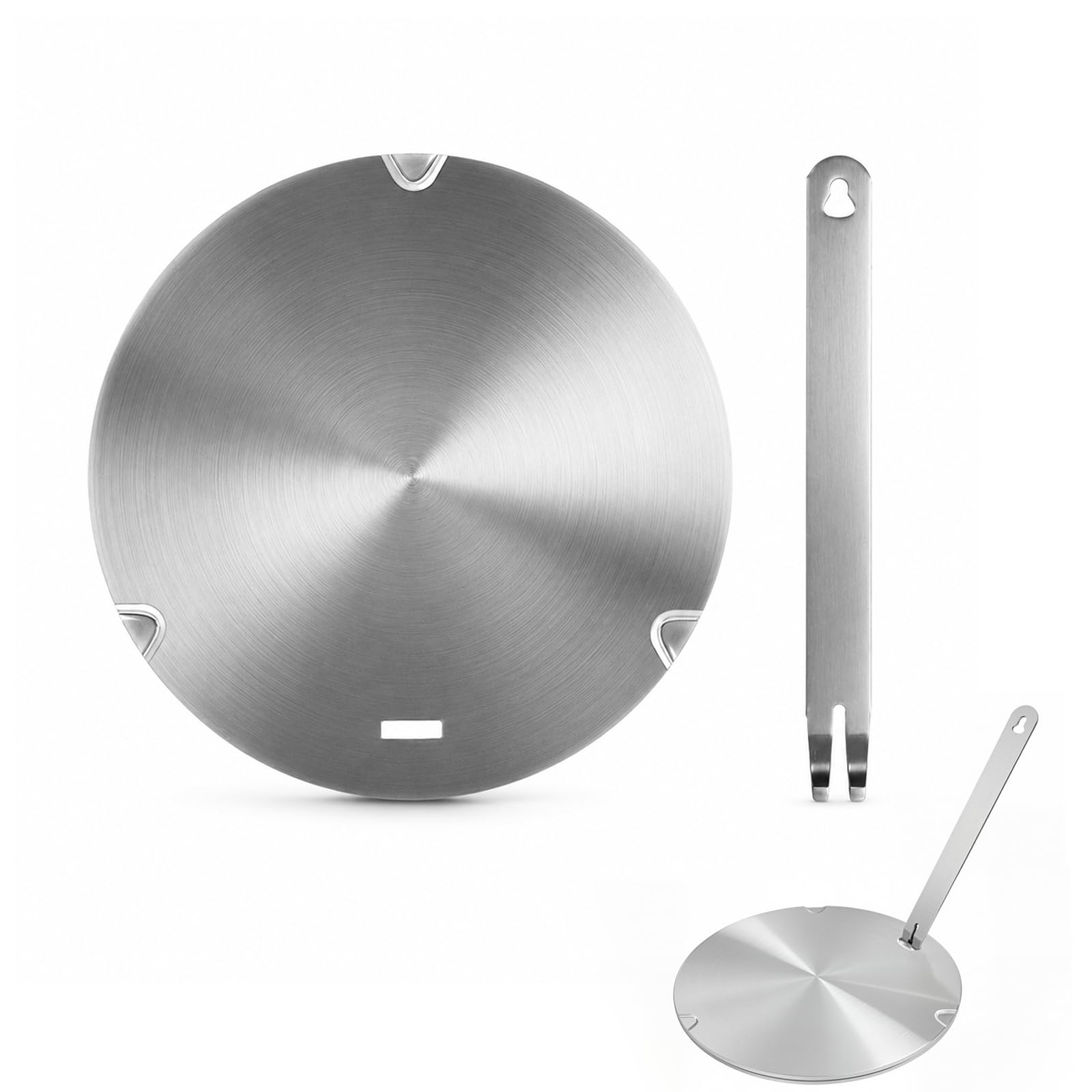 18cm Stainless Steel Gas Stove Diffuser Plate, Induction Hob Converter Plate with Heat Resistant Handle, Induction Adapter for Moka Pot, Coffee Cookware