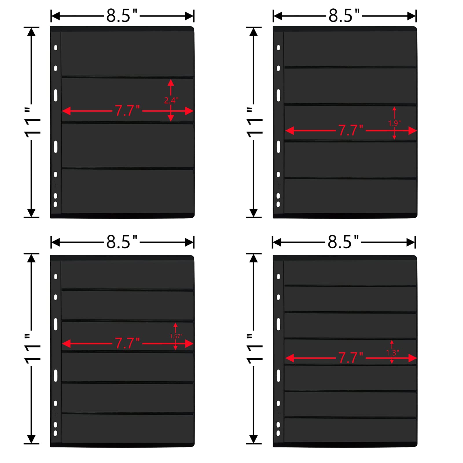 10 Sheets 20 Pages Postage Stamp Album Pages, 8 Pockets 7