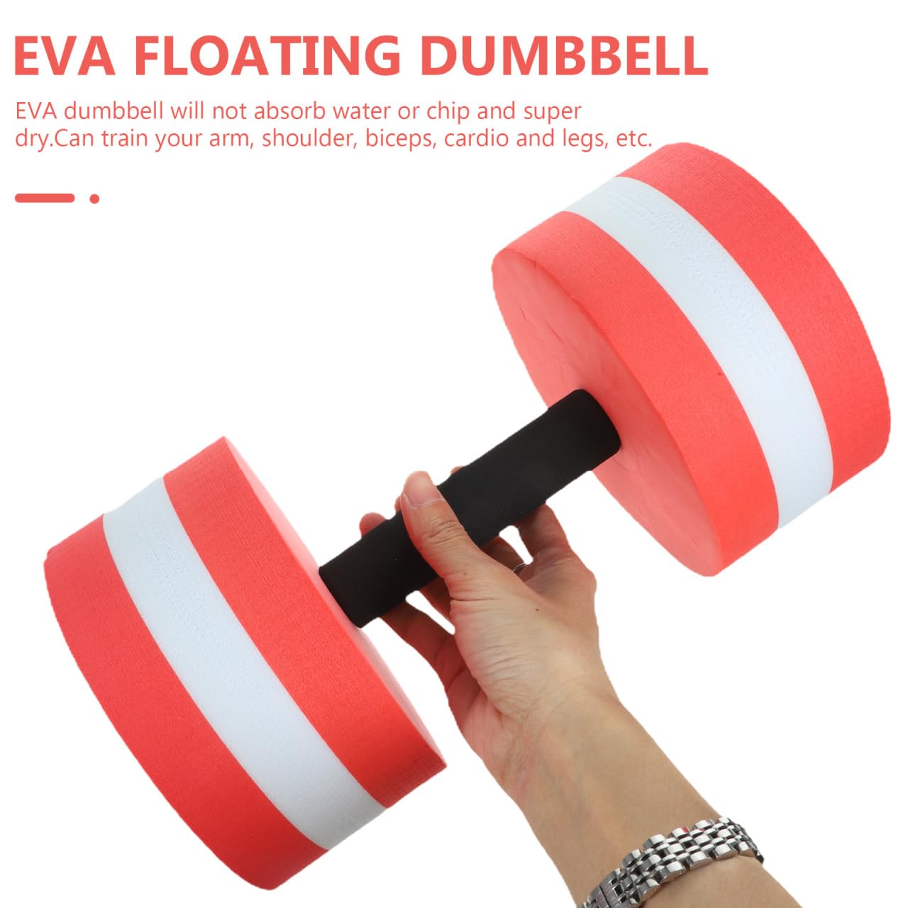 SEWACC Lot de 2 haltères en mousse EVA haute densité pour exercices aquatiques et aquatiques (rose rouge)