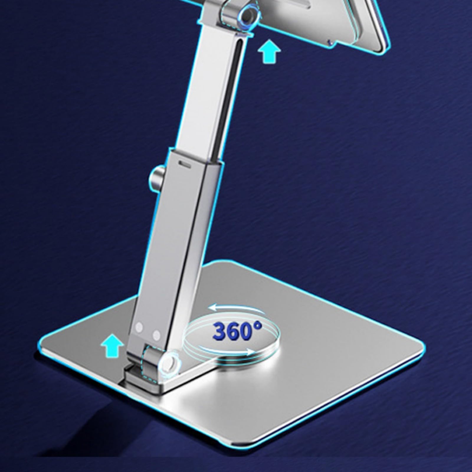 Soporte portátil de aleación de aluminio plegable para teléfono, altura ajustable y ángulo para viajes y oficina