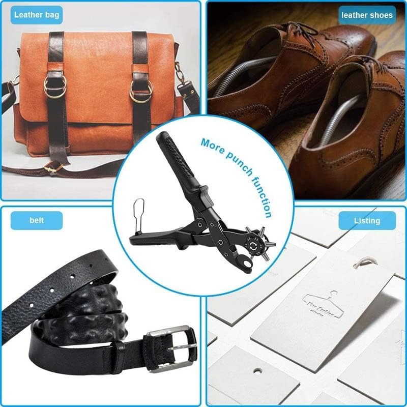 Multifunctional Belt Hole Pliers Heavy Revolver Hole Pliers Lever Gear Punch Belt Leather Puncher Household Tool|Punching| - - (Color: Black)