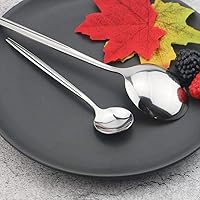 Vista 4 de JASHII Juego de cubiertos de acero inoxidable de titanio, 24 piezas, cubiertos plateados para 6 (brillantes)