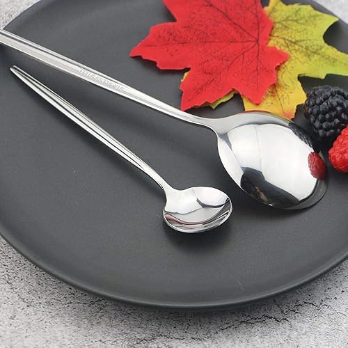 Miniatura 4 de JASHII Juego de cubiertos de acero inoxidable de titanio, 24 piezas, cubiertos plateados para 6 (brillantes)
