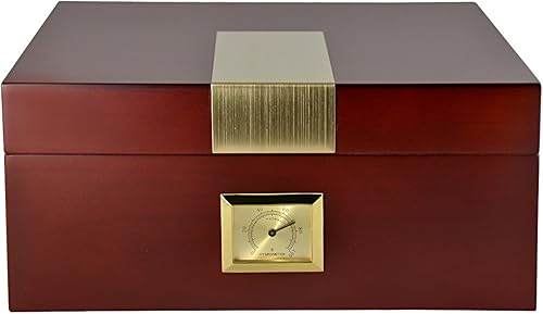 Miniatura 2 de Humidor de puros de madera de cereza La Cubana con metal dorado con capacidad para hasta 50 puros