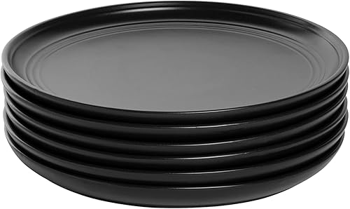 Miniatura 3 de Double Line - Plato de ensalada de 8.25 pulgadas, juego de 6, negro mate