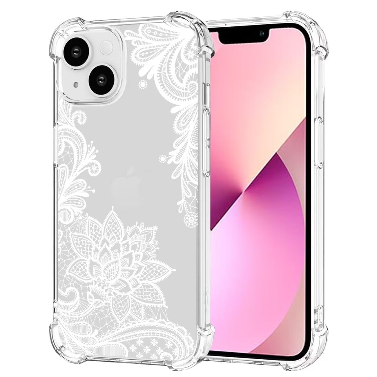 Sidande Case for iPhone 13 Mini Case, Apple 13 Mini 5.4" Case for Girls Women, Clear Floral Soft Flexible TPU Slim Phone Protective Case Cover for